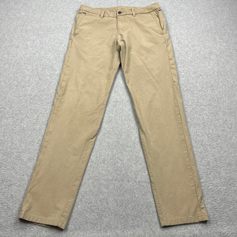 Lululemon Commission Pant Slim Men's 32 Khaki Earth Dye Chino Performance M5ACNS - Picture 1 of 10